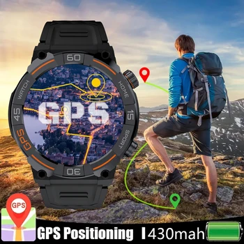Военни смарт часовник с GPS позициониране, мъжки смарт часовник с екран 360 * 360 HD, BT-предизвикателство, сърдечната честота IP67, водоустойчива спортни смарт часовници за Android и IOS