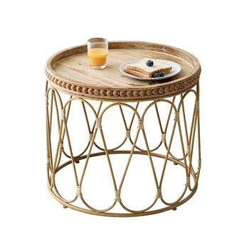 Устойчив на абразия през цялата чай масичка от ратан, сплетен дизайн, здрава и модерни мебели от вход дърво в скандинавски стил, малка