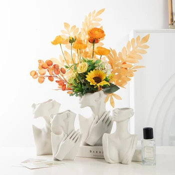 Модерна керамична ваза за домашен интериор Креативна Ваза за цветя Абстрактни композиции Статуя Луксозно украшение на дневната саксии за Цветя