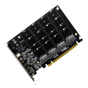4 Порта M. 2 NVMe SSD за PCIE X16M, конвертор на твърдия диск с ключ, четец на карти за разширяване, скорост на трансфер 4 X 32 gbps