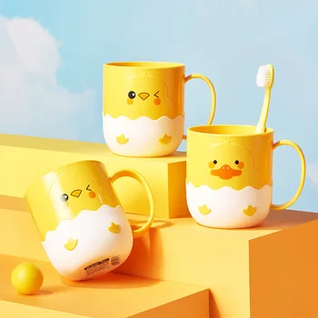 Нов Продукт Удебелена Малка Жълта Патица Двойка Чаши За Миене На Съдове Карикатура Сладко Пиле Чаша За Гаргара Студентски Чаша За Четка За Зъби Детска