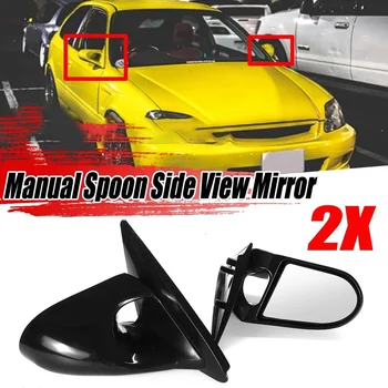 Ръчно Регулируема Лъжица Стил 2X Огледало Странично на вратата на Колата на Огледалото за обратно виждане в Събирането за Honda Civic EG 2Dr 1992-1995 B