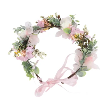 Цветен венец и Корона, Дамски цвете превръзка на главата с диаметър 9,4 инча, цветен короната от сигурна трайни тъкани в ретро стил, за партита, сватбени церемонии