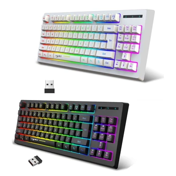 Мембранная клавиатура L100 RGB подсветка 87 клавиши RGB 2. Безжични два цвята ключове впръскване за игрални клавиатури