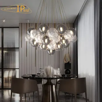 IPesl Блясък Salon Design Luxe Lampadario Led Стъклена Лампа Led Полилей за Спални Хол Лампара Bar room decor