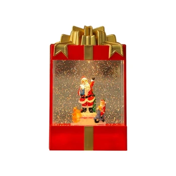 Музикална Коледна Снежинка под формата на светещи кутии със златен лък, Коледен декор