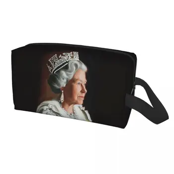 Кавайная Пътна чанта за тоалетни принадлежности на кралицата на Великобритания Елизабет II, Английски Кралски Козметични Органайзер за грим, Комплект за съхранение на козметиката