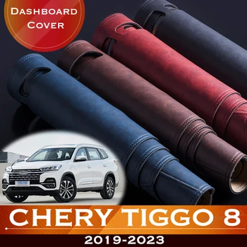 За Chery Tiggo 8 2019-2023 Tiggo8 Таблото на Автомобила, Избегающая за Осветление на Таблото Платформа, корица на Маса, Кожена Противоскользящий Подложка за арматурното табло