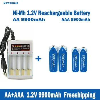 Продажбите на едро никел-водородни батерии AA + AAA1.2V, микрофони, KTV голям капацитет 9900 ма и играчки на батерии + зарядно устройство