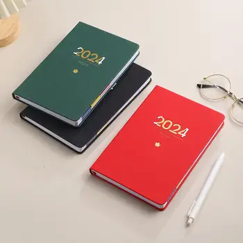 Органайзер за срещи, Записная книжка, Стилен дневник от изкуствена кожа 2024, бележник-календар с формат А5, с тел за ефективно