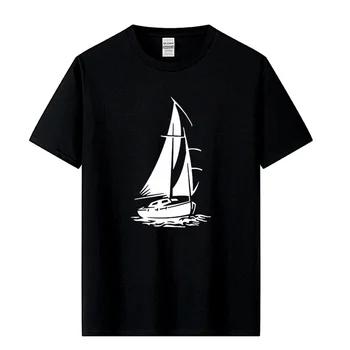 Jhpkjmen's Тениска Забавно Яхта Кораба Морски Океанските Вълни Ежедневни Свободна Красив raglan С Къс Ръкав И Кръгло Деколте Памучни Мъжки Ризи Тениска