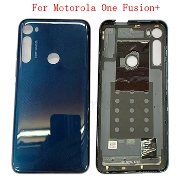 Капак на отделението за батерията, задната част на задвижваната корпус за Motorola One Fusion Plus, резервни части за заден капак