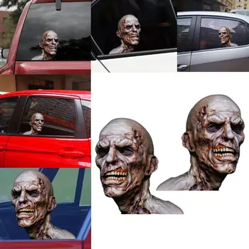 1 Чифт Автомобилни стъкла, стикер на Ужасите за Хелоуин, 3D Стереоскопичен Творчество, етикети Зомбита, за довършителни работи на виртуален скелет, стъклени етикети на корпуса