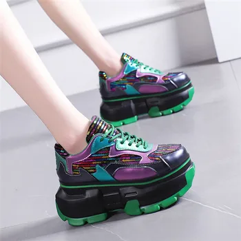 Дамски Ежедневни обувки на неподвижни дебела подметка с пайети, Дизайнерски обувки за жени, Дишащи Обувки, Новост 2023 година, Обувки на платформа