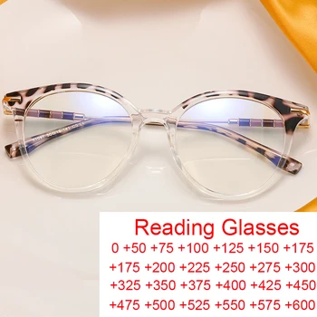 Модни Дамски Компютърни очила с защита От синя светлина, TR90, Метална кръгла Дограма, Градиентные цветни Очила за четене, Оптични очила + 2