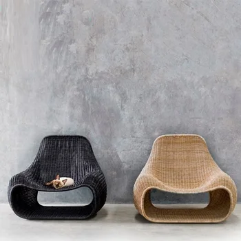 Домашен Скандинавски стол за почивка, за Творчески Градински ротанговый стол на открито, модерен прост ротанговый диван, едноспален диван, фотьойл за хол, мебели