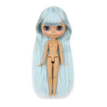 ЛЕДЕНАТА кукла DBS Blyth 1/6 bjd съвместно тялото е бледо-сини коса прави косата Тен на кожата синьо лице 30 см подарък играчка за момичета