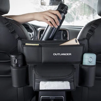 Кожена средната закачалка за автомобилна седалка, Чанта за съхранение, за Mitsubishi OUTLANDER Притежателя на малки пликове между седалките Плат чашка за вода Джоба за телефон