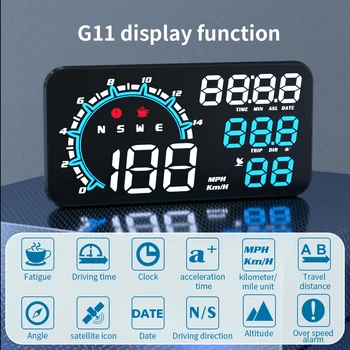 Сензор за скоростта на GPS, HD LCD, проектор с компас на времето, Аларма умора при движение, превишена скорост