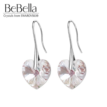Обеци-капчици BeBella с хрустальным сърце, спирачна скоба с кристали от Австрия, модни бижута за жени, подарък за рожден ден за момичета