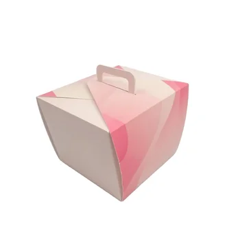 индивидуален дизайн на SENCAI Безплатна проба, индивидуална кутия за торта от художествената хартия с логото на розов цвят с дръжка