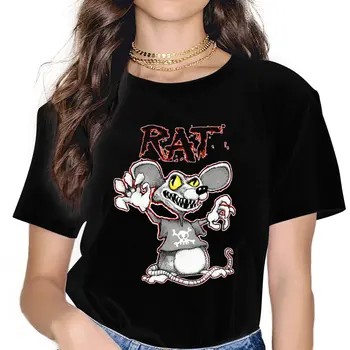 Rat Mouse Приказки за плъхове Финке от картун Женска тениска от полиестер в готически стил с кръгло деколте