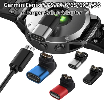 Кабел-адаптер за Зарядно устройство Type C/Micro USB/IOS на 90 градуса За Garmin Fenix 7/7 S/7X/6/6S/6X/5/5S Преобразувател за Зареждане на Смарт часа