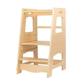 Детски твърд дървен стол, домашен сгъваема стълба с двойна употреба, увеличаване на табуретка за краката на закрито, детска табуретка за измиване на ръцете