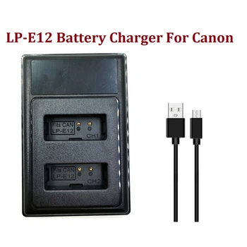 LP-E12, Зарядно Устройство с LCD USB Двойно Зарядно Устройство За Canon EOS M M50 M100 M200 M50 2 100D Kiss X7 Зарядно За цифров фотоапарат