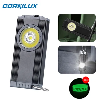 CORKILUX Мини Ключодържател Светлина EDC Фенерче 500 Лумена USB-C, Акумулаторна батерия Вградена Батерия Магнитен Заден Джоб G2 Led Фенерче