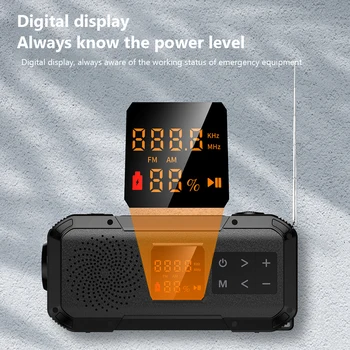 Ръчно кривошипное радио Портативно Ръчно кривошипное радио на слънчевата енергия, Bluetooth-съвместими високоговорители, led фенерче за нощуване на открито, туризъм