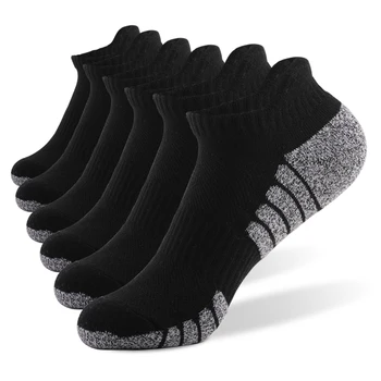 6 чифта спортни чорапи до щиколоток, Спортни чорапи с дълбоко деколте, дебели плетени есенно-зимни чорапи за фитнес на открито, дишащи бързо съхнещи топли чорапи
