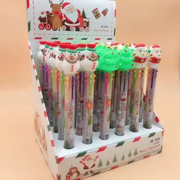 Креативна химикалка писалка 36шт в рождественском стил Kawaii, 6-цветна писалка за печат, канцеларски материали за обучение на студенти, Сладки детски инструменти за рисуване