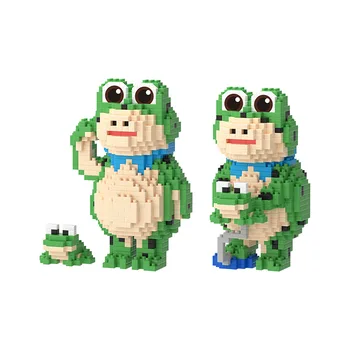 Hot Frog Тандем Строителни блокове Kawaii Жаба Жаба Cub Пъзел за Сглобяване Малка играчка жаба, кухненски блок за момичета и момчета