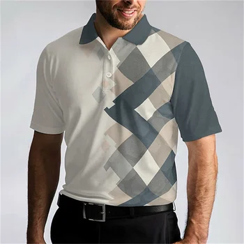 Летни Мъжки ризи за голф с 3D геометричен принтом, Мъжка спортна риза За всеки ден, Мъжки ризи с висока талия, Връхни Дрехи, Празнична Ежедневни обувки с къс ръкав