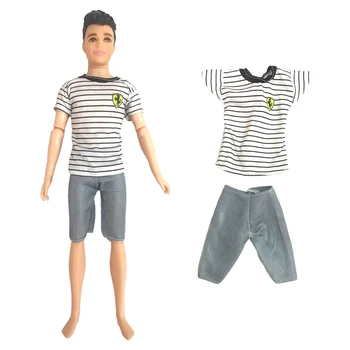 Официален NK, 1 Комплект модерен кукольной дрехи, аксесоари Ken, риза на райета, сиви панталони за Барби, подарък на Човек на Ден на раждане