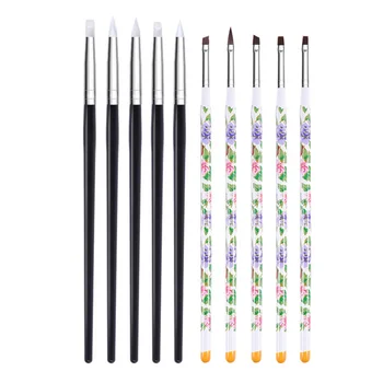 10 бр. UV-кисточек за молив за нокти, набор от силиконови четки за рисуване на нокти, дръжки за салон и дома си САМ