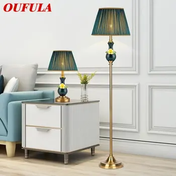 OUFULA Модерни керамични лампи с led подсветка, творчески американски луксозен модерен настолна лампа за дома, хол, спалня
