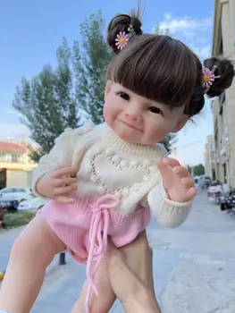 NPK 55 см Raya Цялото Тяло Мека Силиконова Възстановената Миличка момиченце с Кукла Реалистична Мека на Допир Благородна Кукла Подаръци за бебето