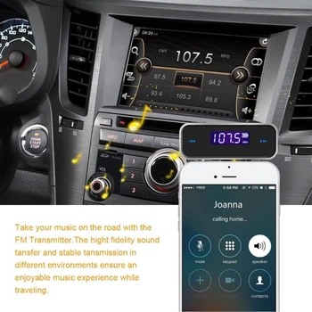Авто 3,5 мм Порт, Aux MP3 MusicAudio FM трансмитер Авто радио Предавател, АудиоАдаптер хендсфри за Устройства с Android AOS