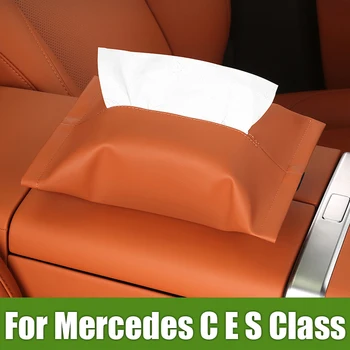 За Mercedes Benz C E S Class W210 W211 W212 W213 W203 W204 W205 GLC X253 GLK SLK R172 Автомобили Кожена Чанта за Съхранение Кърпички на седалката