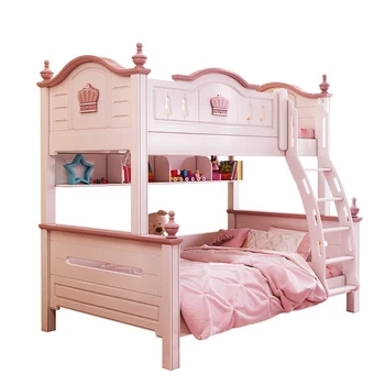 бебешко легло, модерна розово легло принцеса, детски двуетажни легла, спалня, мебели за спални за момичета, wooden американски стил, високо качество