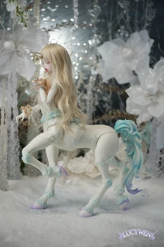 1/4 bjd sd кукла-фантазия момиче (главата на Луси + тялото на коня + крила) и пълен набор от подобрени коледни подаръци от смола