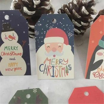 5шт Весели Коледни Етикети Коледно дърво Подвесная Издател Навидад Happy New Year Party Подарък карти Украса за дома