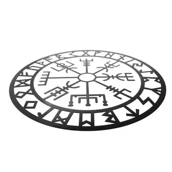 Стил Iron Интериор в стил на Викингите, Символи на скандинавската митология, Монтиране на Украса, Творчески Метален Декор на Кръгла Стенните рафтове