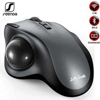 Акумулаторна Ергономична мишка SeenDa, безжична мишка с тракбол 2,4 G, прости за управление на палеца, Bluetooth-мишка за преносими КОМПЮТРИ