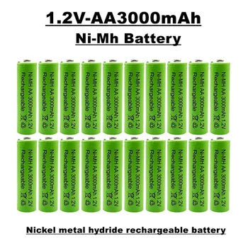 Нова акумулаторна батерия тип АА, 1,2 3000 mah, ni-металлогидридная батерия, подходяща за дистанционни управления, играчки, часовници, радиостанции и т.н