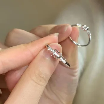 Модно Регулируем пръстен с Кристали Love Heart За жени и момичета, подарък за сватбени партита, бижута jz739