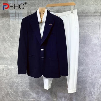 PFHQ, оборудвана костюми, Якета, Мъжки Есенни блейзери в бизнес стил, Шик Свободни Универсални външни панталони с копчета 21Z2060
