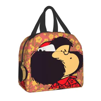 Quino Комикси Mafalda bolsa de almuerzo aislada para niños mujeres y, fiambrera térmica reutilizable, trabajo de oficina, bolsas d